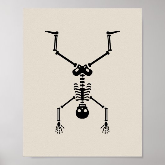Funny skull doing handstand poster (Voorkant)