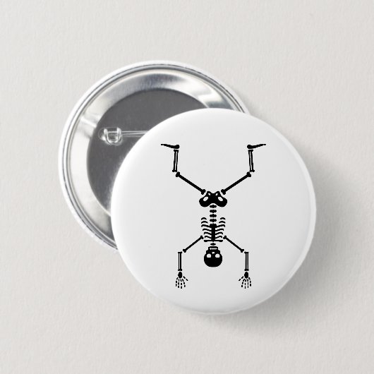Funny skull doing handstand ronde button 5,7 cm (Voorkant /achterkant)