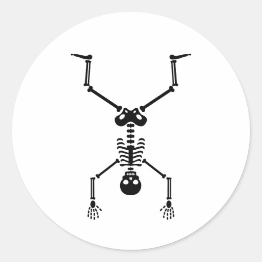 Funny skull doing handstand ronde sticker (Voorkant)