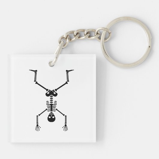 Funny skull doing handstand sleutelhanger (Achterkant)