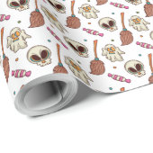 Funny Skull Halloween, Witchy Magic Sticks Wrappin Cadeaupapier (Rol Hoek)