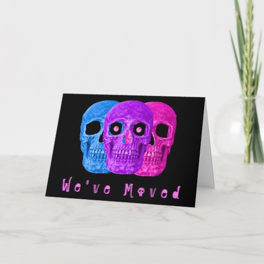 Funny Skull Head New Home Googly Eyes Moving Aankondiging (Voorkant)