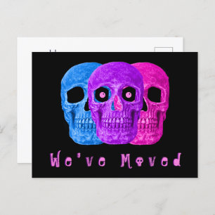 Funny Skull Head New Home Googly Eyes Moving Aankondigingskaart