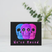 Funny Skull Head New Home Googly Eyes Moving Aankondigingskaart (Staand voorkant)
