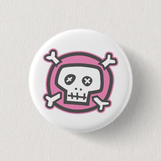 Funny Skull-knop (grijze stijl) Ronde Button 3,2 Cm (Voorkant)