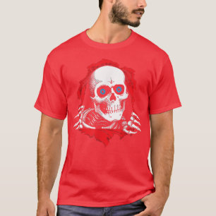 Funny Skull Skeleton die de kop omhoog rijpt T-shirt