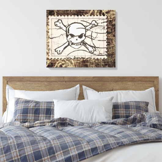 Funny Skull Stamp 2 Canvas Afdruk (Insitu (Slaapkamer))