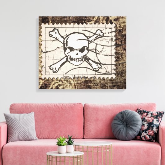 Funny Skull Stamp 2 Canvas Afdruk (Insitu (Woonkamer))