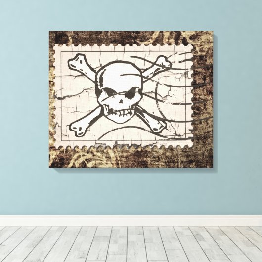 Funny Skull Stamp  2 Canvas Afdruk (Insitu (Houten vloer))