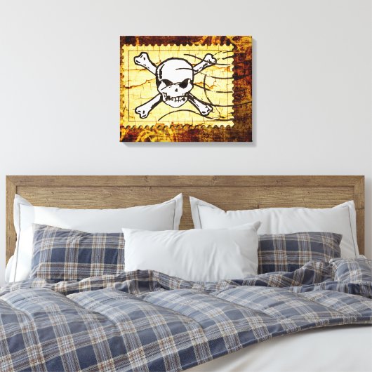 Funny Skull Stamp 2 Canvas Afdruk (Insitu (Slaapkamer))