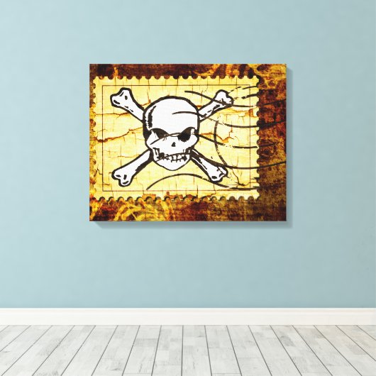 Funny Skull Stamp 2 Canvas Afdruk (Insitu (Houten vloer))
