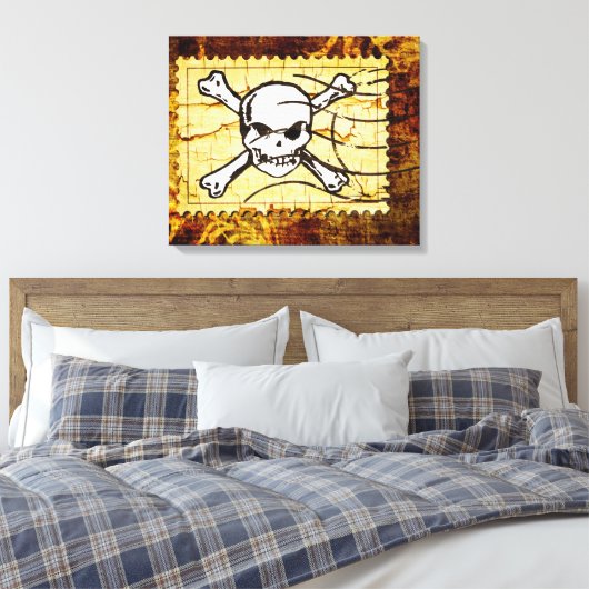 Funny Skull Stamp 2 Canvas Afdruk (Insitu (Slaapkamer))