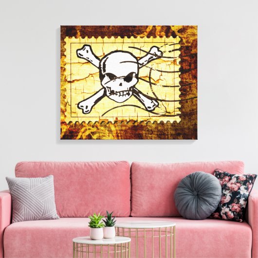 Funny Skull Stamp 2 Canvas Afdruk (Insitu (Woonkamer))