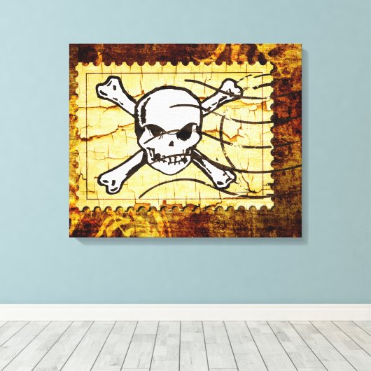 Funny Skull Stamp 2 Canvas Afdruk (Insitu (Houten vloer))