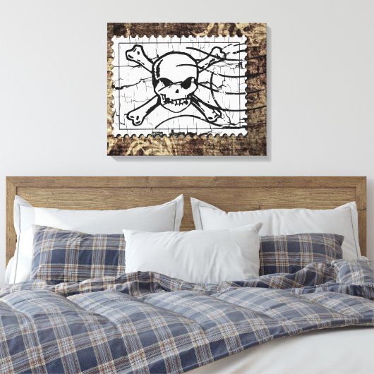 Funny Skull Stamp Canvas Afdruk (Insitu (Slaapkamer))