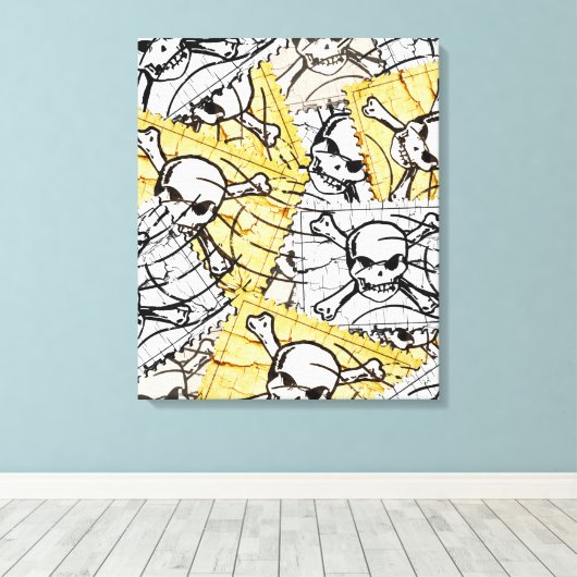 Funny Skull Stamp Canvas Afdruk (Insitu (Houten vloer))