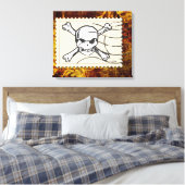 Funny Skull Stamp Vintage 3 Canvas Afdruk (Insitu (Slaapkamer))