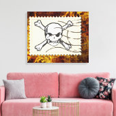 Funny Skull Stamp Vintage 3 Canvas Afdruk (Insitu (Woonkamer))