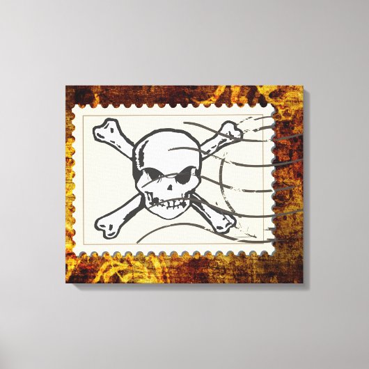 Funny Skull Stamp Vintage 3 Canvas Afdruk (Voorkant)