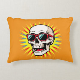 **Funny Skull With Sunglasses – Cartoon Laughing S Accent Kussen
