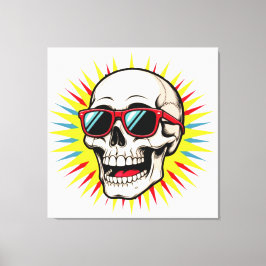 **Funny Skull With Sunglasses – Cartoon Laughing S Canvas Afdruk
