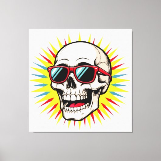 **Funny Skull With Sunglasses – Cartoon Laughing S Canvas Afdruk (Voorkant)