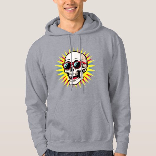 **Funny Skull With Sunglasses – Cartoon Laughing S Hoodie (Voorkant)