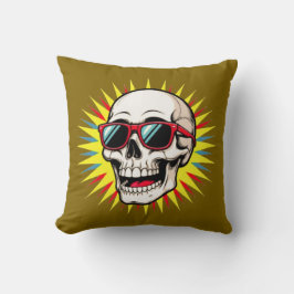 **Funny Skull With Sunglasses – Cartoon Laughing S Kussen