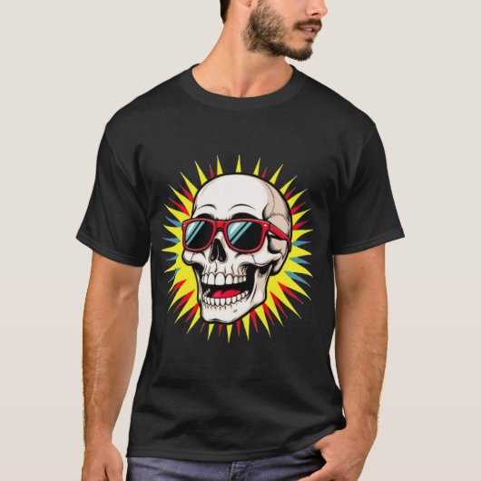 **Funny Skull With Sunglasses – Cartoon Laughing S T-shirt (Voorkant)