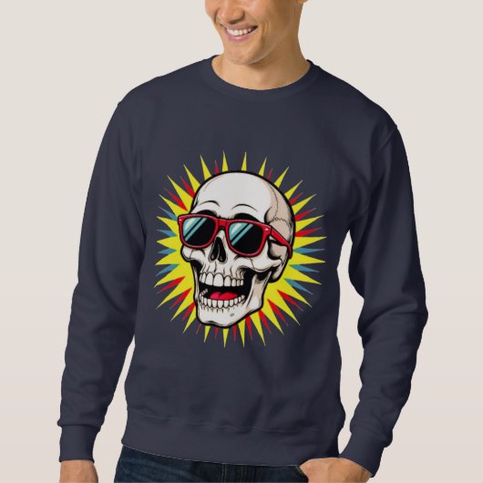 **Funny Skull With Sunglasses – Cartoon Laughing S Trui (Voorkant)