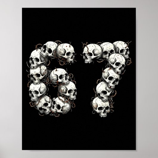 Funny Skulls 6 7 Meme Six Seven Love Halloween  Poster (Voorkant)