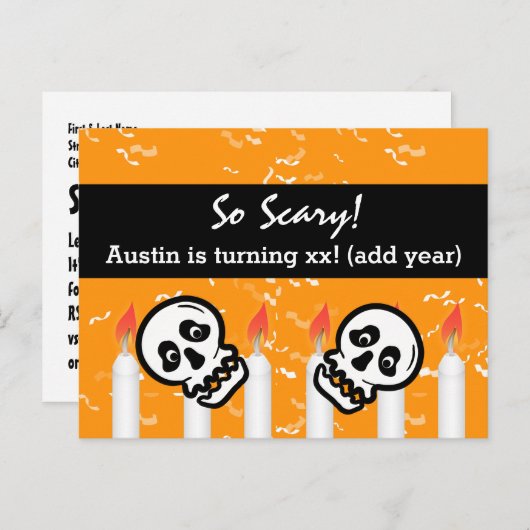 Funny Skulls Verjaardagsfeest Save the Date V05 Aankondigingskaart (Voorkant / Achterkant)