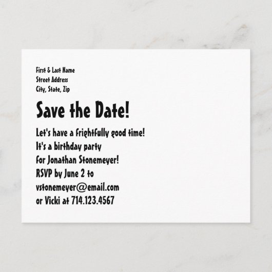 Funny Skulls Verjaardagsfeest Save the Date V05 Aankondigingskaart (Achterkant)