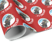 Funny Skunk On Sled Wahoo! It's Christmas! Cartoon Cadeaupapier (Rol Hoek)