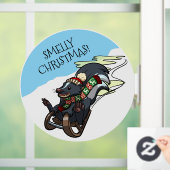 Funny Skunk Smelly Christmas! Sled Cartoon Raamsticker (Huis)