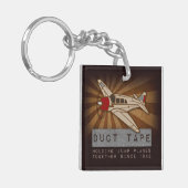 Funny Skydiving Duct Tape Square Sleutelhanger (Voorkant Links)