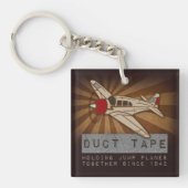 Funny Skydiving Duct Tape Square Sleutelhanger (Voorkant)