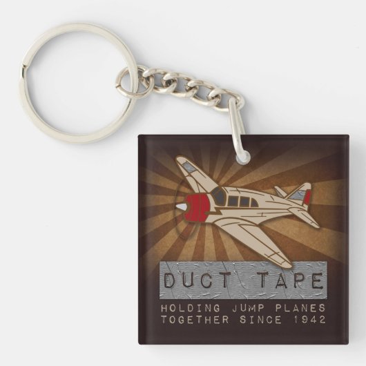 Funny Skydiving Duct Tape Square Sleutelhanger (Voorkant)