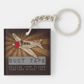 Funny Skydiving Duct Tape Square Sleutelhanger (Achterkant)