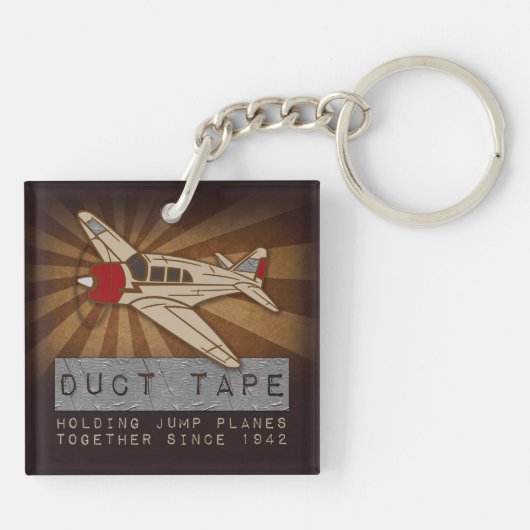 Funny Skydiving Duct Tape Square Sleutelhanger (Achterkant)