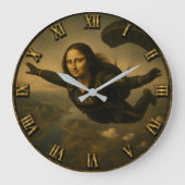 Funny Skydiving Mona Lisa Parachute Skydiver Gift Grote Klok (Voorkant)