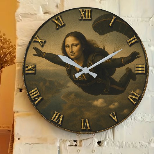 Funny Skydiving Mona Lisa Parachute Skydiver Gift Grote Klok