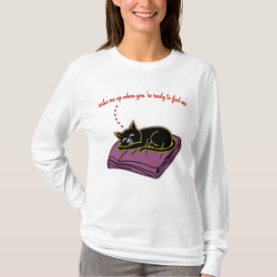 Funny Slaande Zwarte Kat Lange Mouwen Voer Me Shir T-shirt