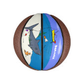 Funny slaapshark and Fishing cartoon Basketbal (Verticaal)