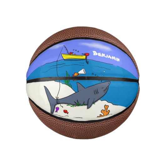 Funny slaapshark and Fishing cartoon Basketbal (Voorkant)