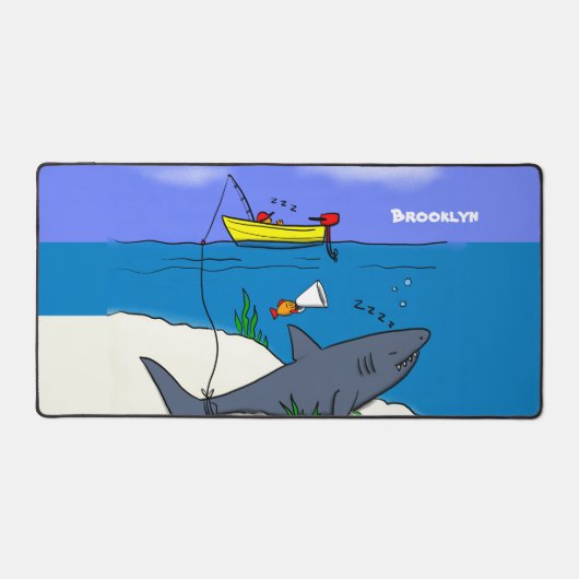 Funny slaapshark and Fishing cartoon Bureaumat (Voorkant)