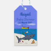 Funny slaapshark and Fishing cartoon Cadeaulabel (Achterkant)