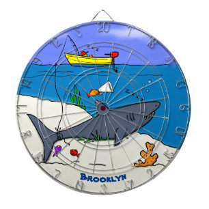 Funny slaapshark and Fishing cartoon Dartbord
