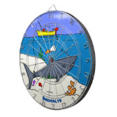 Funny slaapshark and Fishing cartoon Dartbord (Voorkant Rechts)