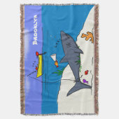 Funny slaapshark and Fishing cartoon Deken (Voorkant Verticaal)